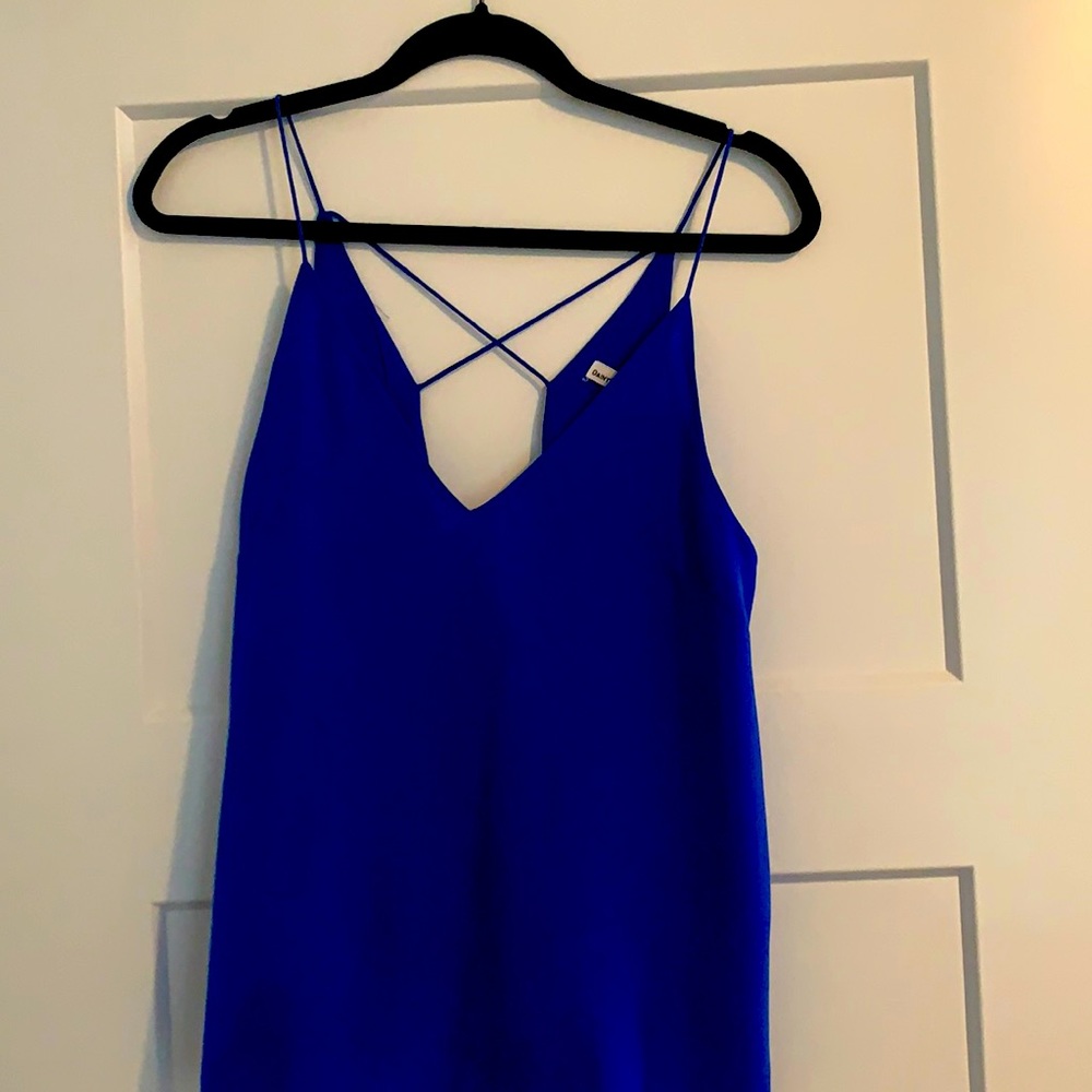 Blue open back tank